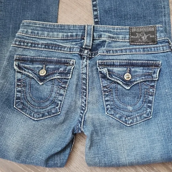 Rare Authentic Disco Becky True Religion Jean's with Diamonds buttons Size 28 - Picture 4 of 5